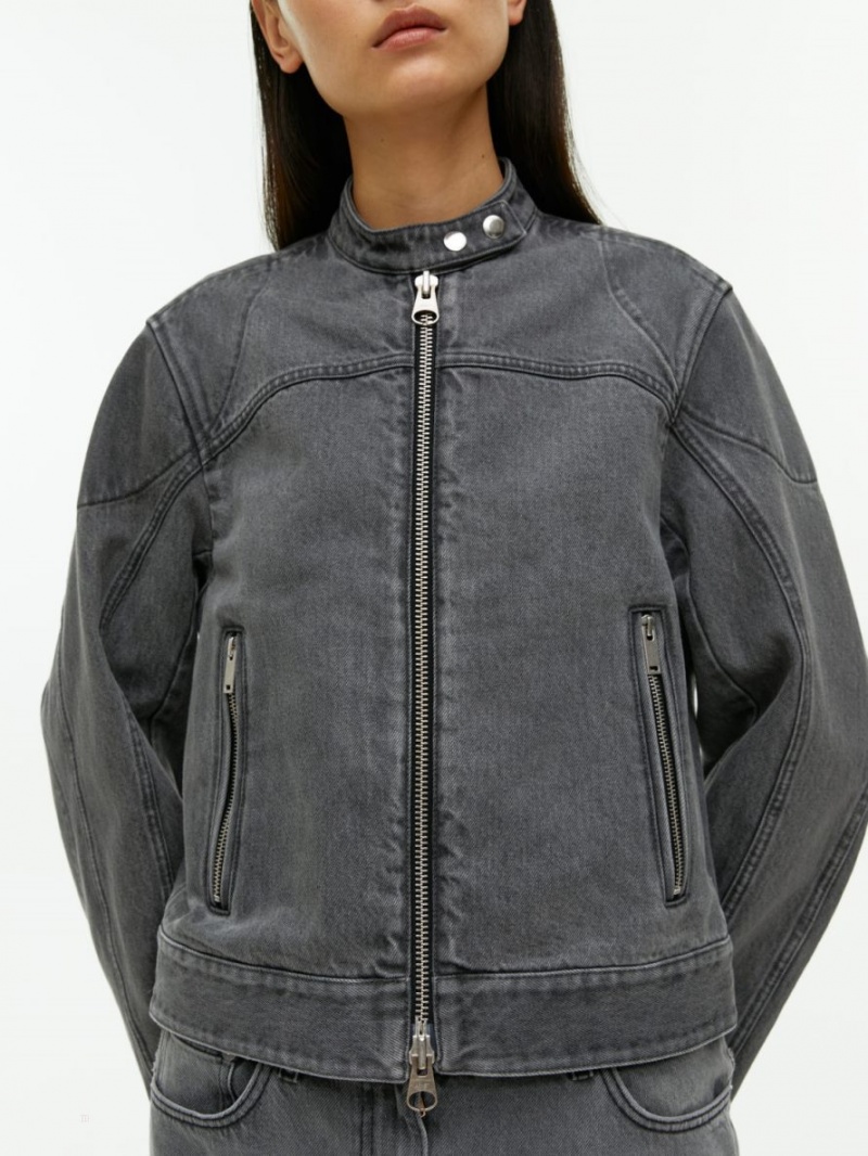Geaca Arket Racer Denim Dama Gri Inchis | Romania-QAKF07653