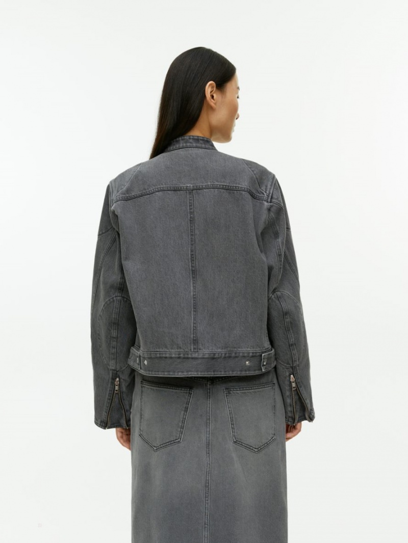 Geaca Arket Racer Denim Dama Gri Inchis | Romania-QAKF07653