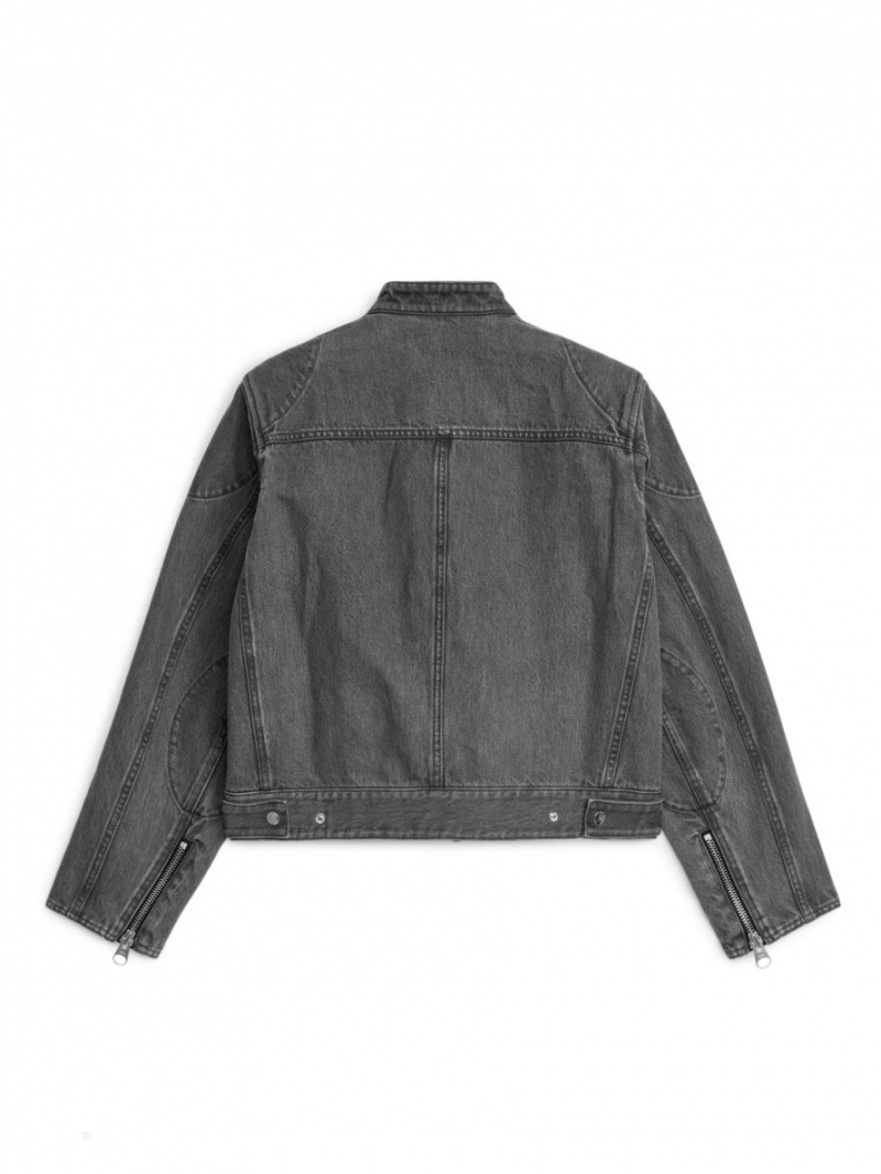 Geaca Arket Racer Denim Dama Gri Inchis | Romania-QAKF07653