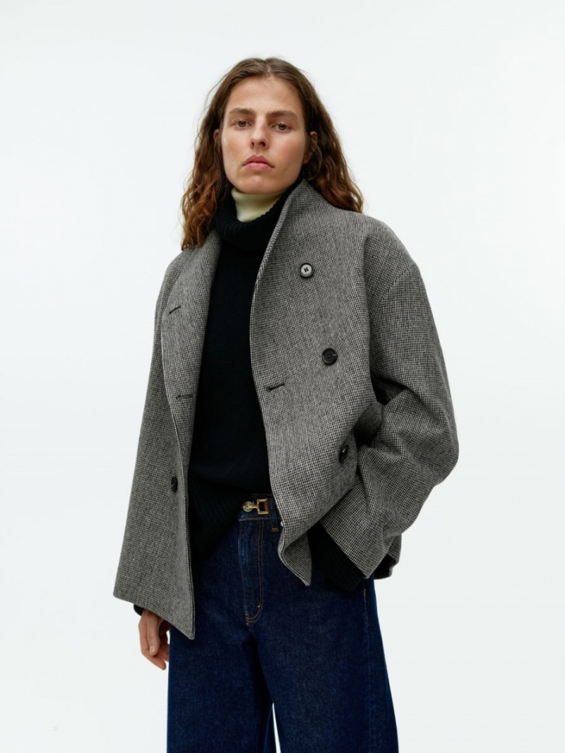 Geaca Arket Shawl-Collar Lână Dama Gri | Romania-QIWR58026