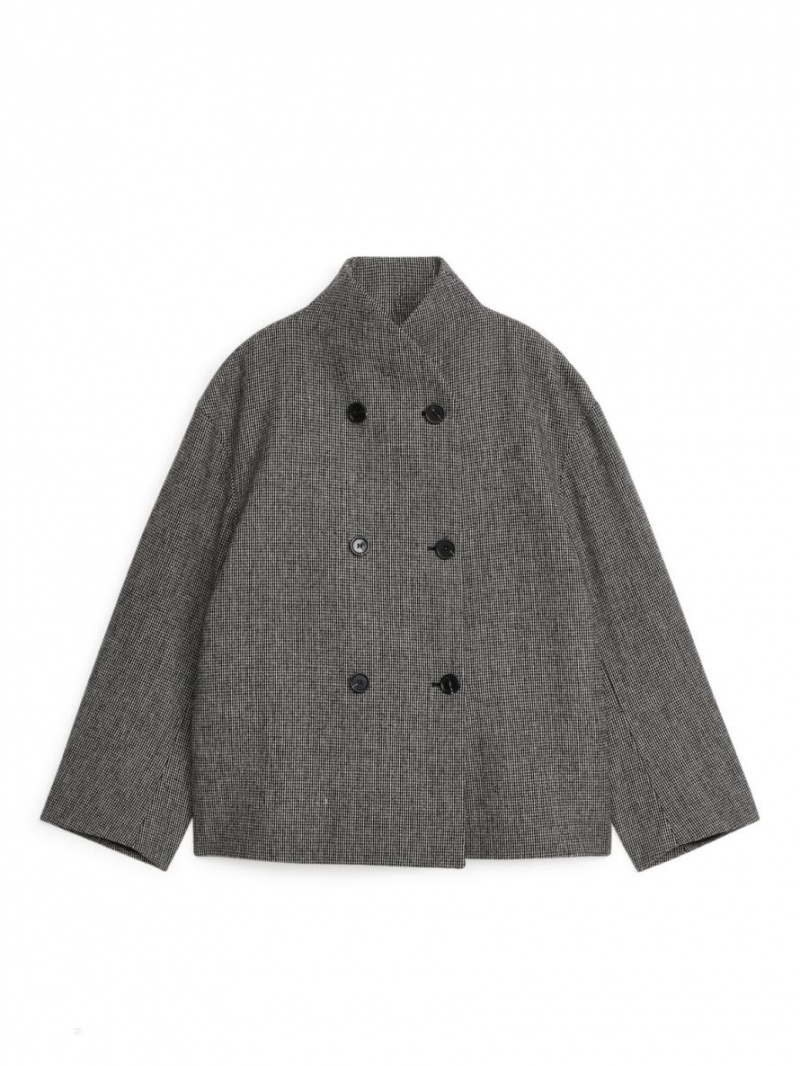 Geaca Arket Shawl-Collar Lână Dama Gri | Romania-QIWR58026