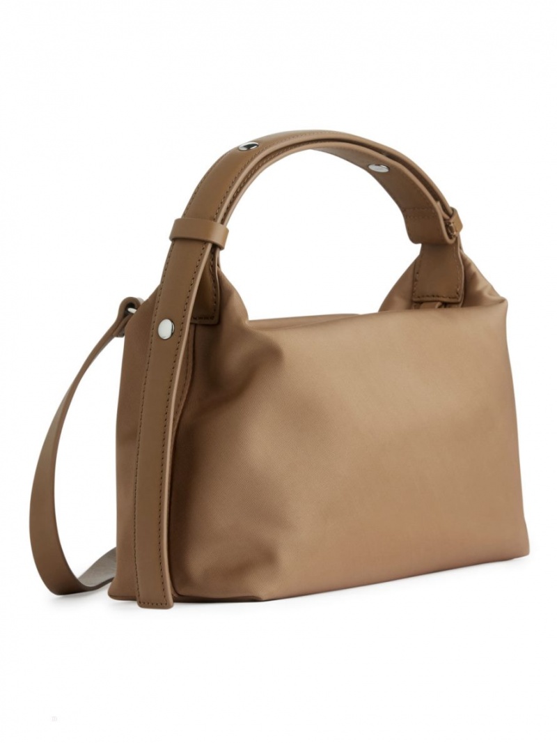 Geanta Crossbody Arket Piele-Detailed Dama Bej | Romania-OSWK16872