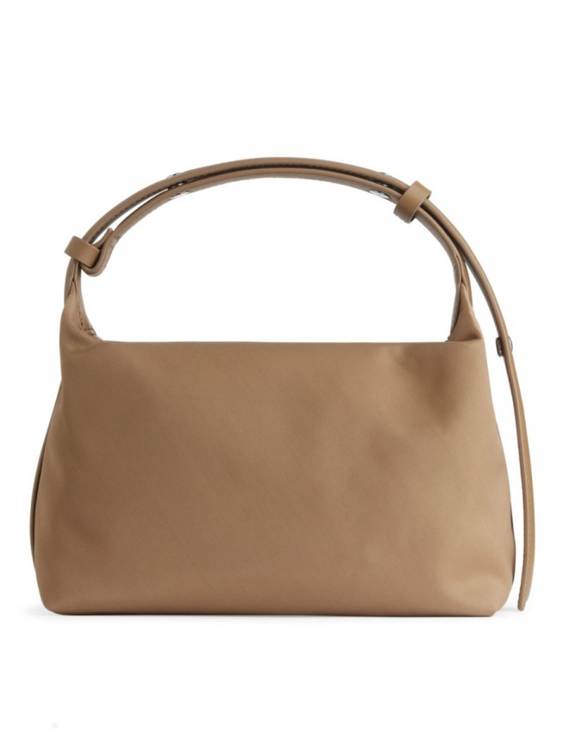 Geanta Crossbody Arket Piele-Detailed Dama Bej | Romania-OSWK16872