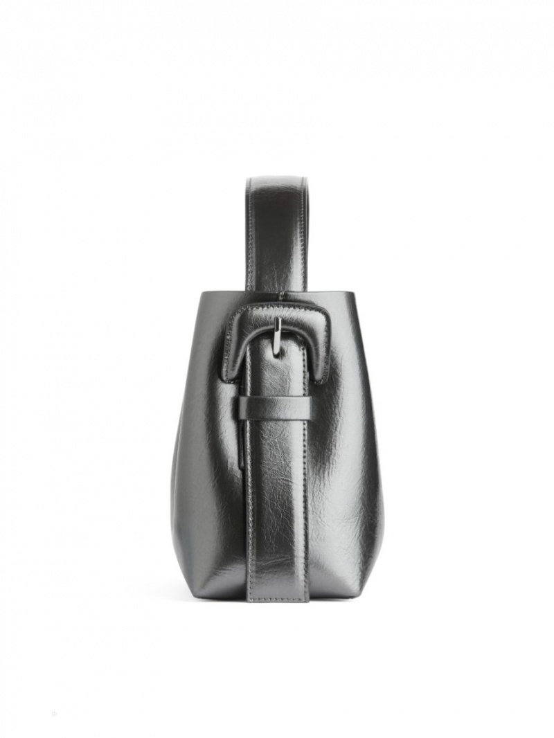 Geanta Crossbody Arket Piele Dama Argintii Metal | Romania-DOXF64503