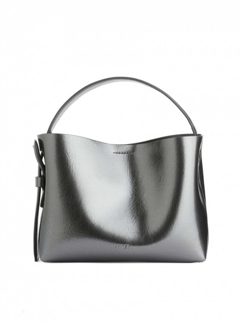 Geanta Crossbody Arket Piele Dama Argintii Metal | Romania-DOXF64503