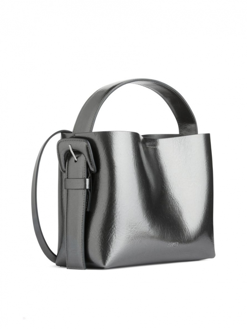 Geanta Crossbody Arket Piele Dama Argintii Metal | Romania-DOXF64503