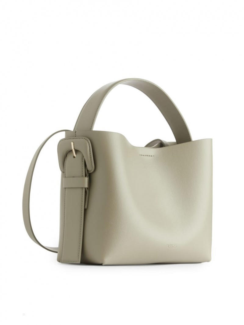 Geanta Crossbody Arket Piele Dama Kaki Deschis Verzi | Romania-INUG71923
