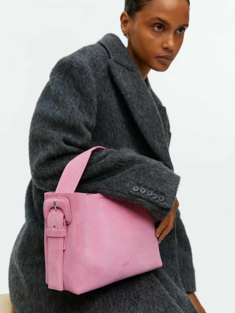 Geanta Crossbody Arket Piele Intoarsa Dama Roz | Romania-HDEV07984