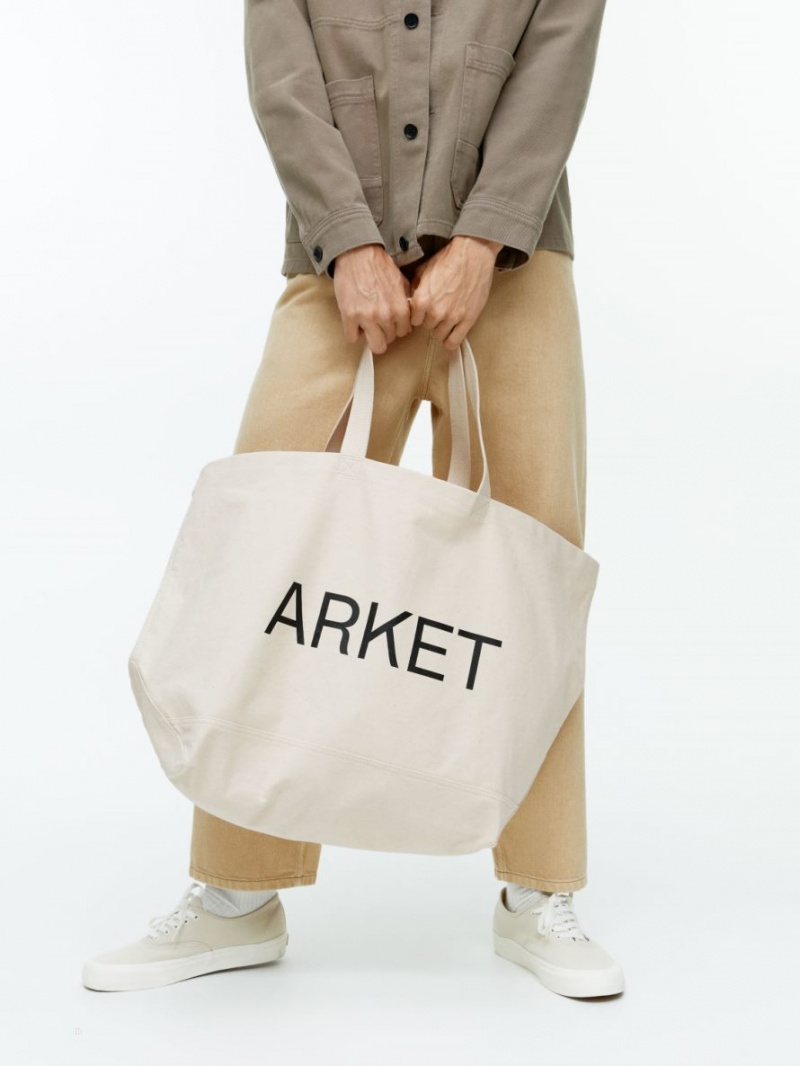 Geanta Tote Arket ARKET Oversized Panza Barbati Albi | Romania-VULN40756