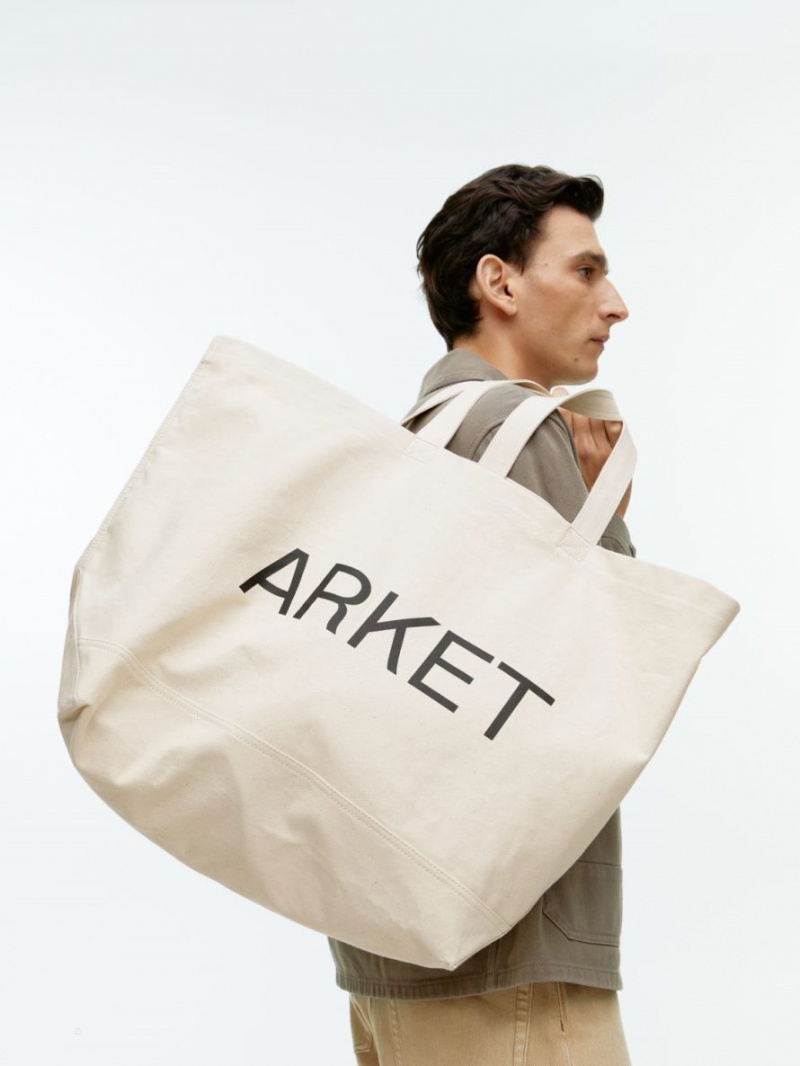 Geanta Tote Arket ARKET Oversized Panza Barbati Albi | Romania-VULN40756