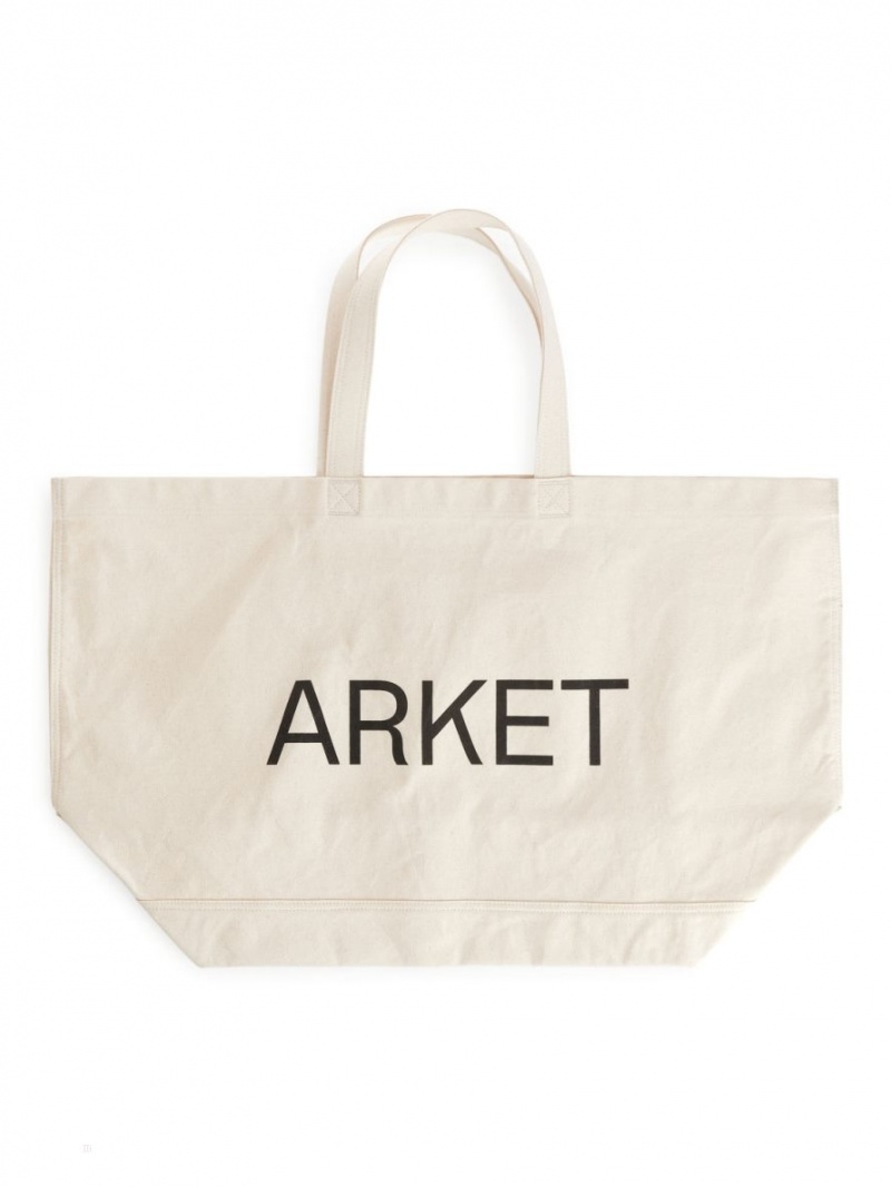 Geanta Tote Arket ARKET Oversized Panza Barbati Albi | Romania-VULN40756