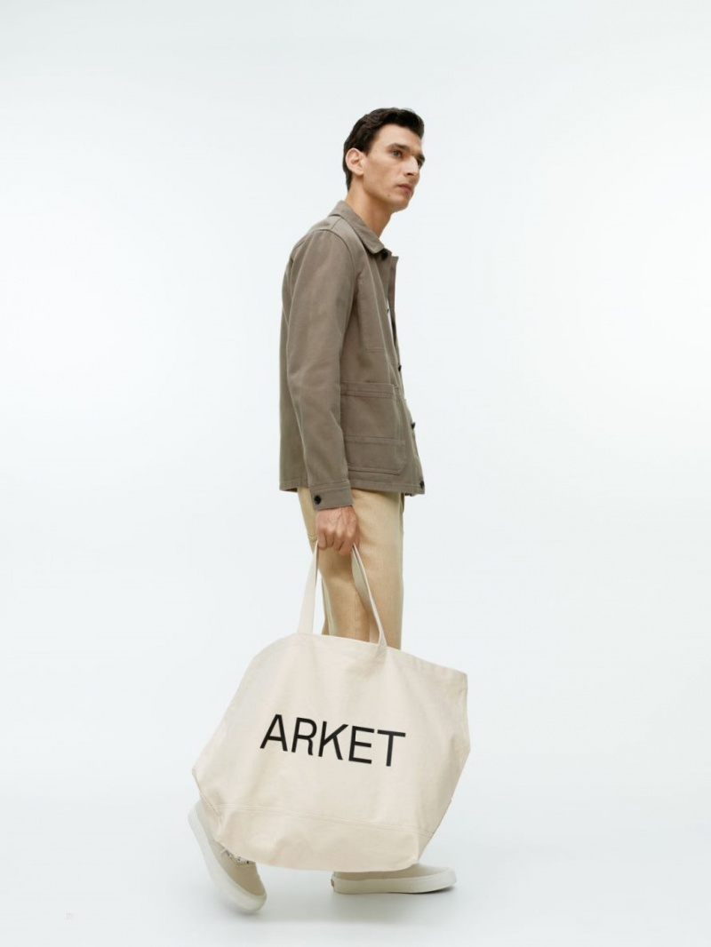 Geanta Tote Arket ARKET Oversized Panza Barbati Albi | Romania-VULN40756