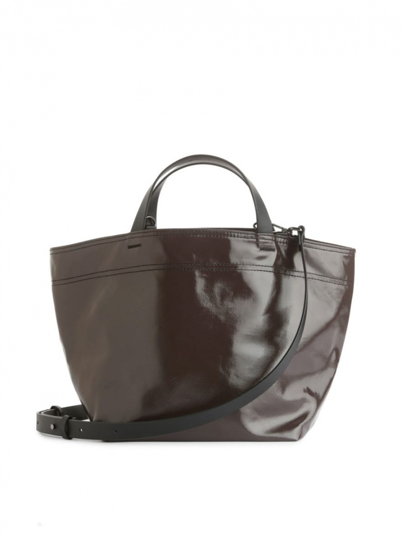 Geanta Tote Arket Coated Panza Dama Maro Inchis | Romania-PQSE02876
