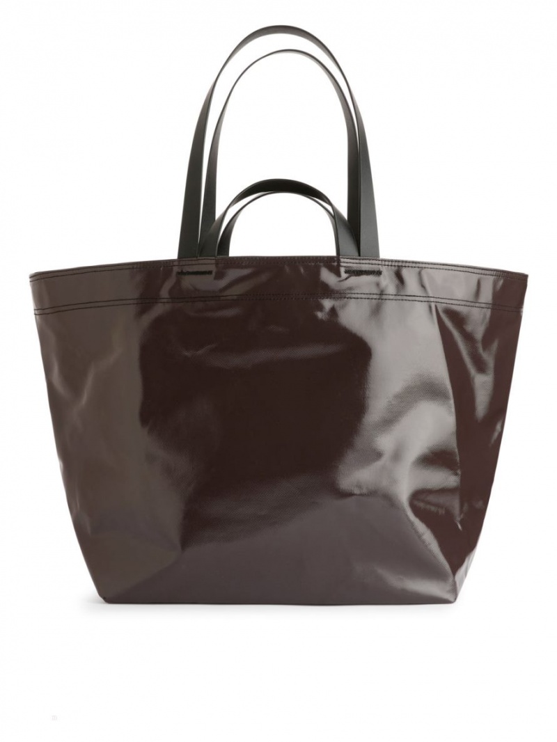 Geanta Tote Arket Coated Panza Dama Maro Inchis | Romania-RFJP31675