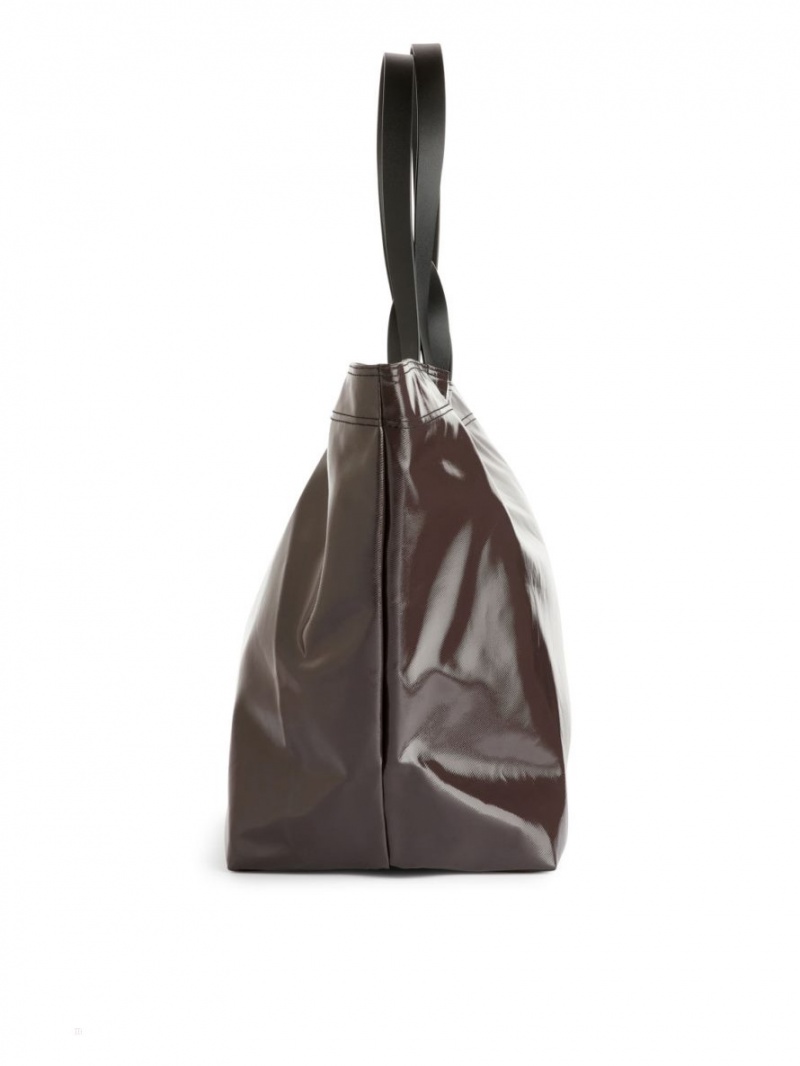 Geanta Tote Arket Coated Panza Dama Maro Inchis | Romania-RFJP31675