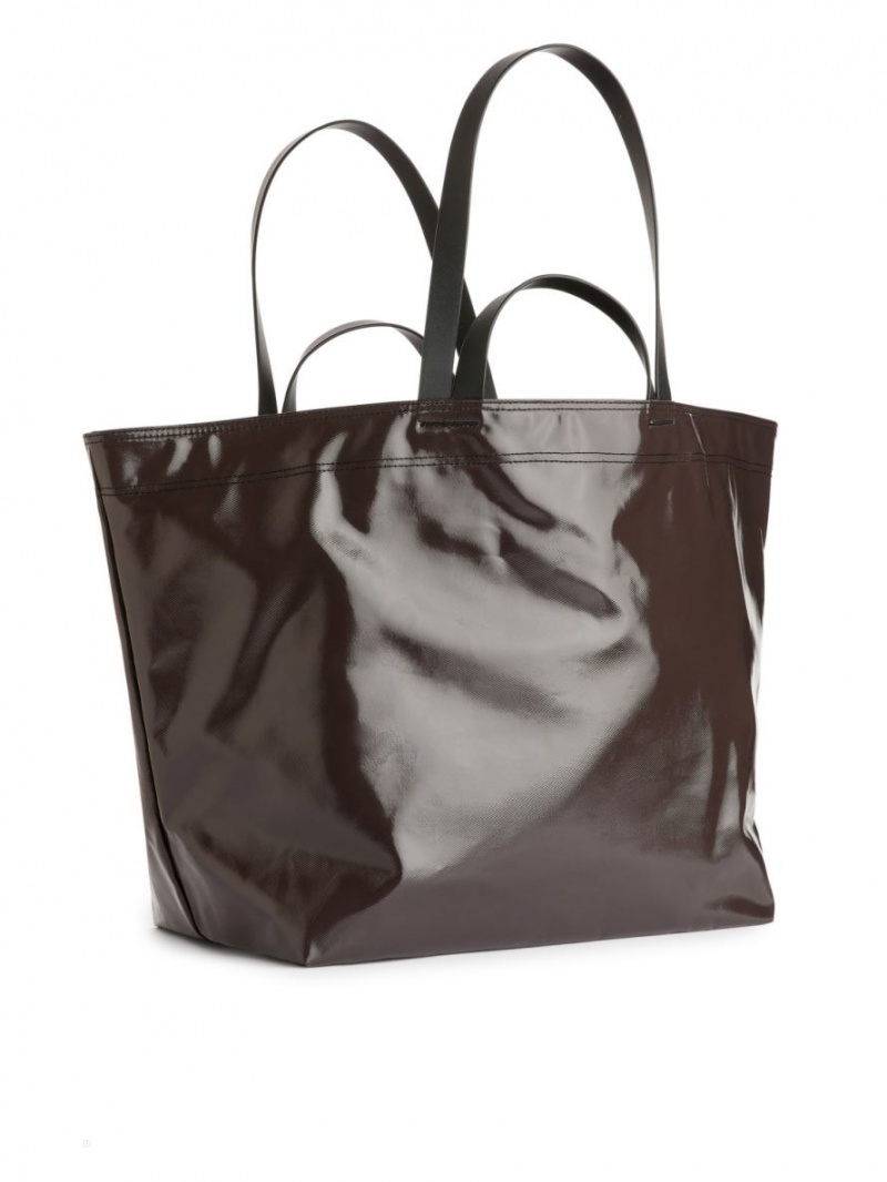 Geanta Tote Arket Coated Panza Dama Maro Inchis | Romania-RFJP31675