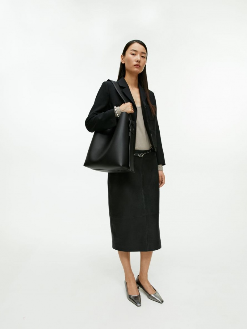 Geanta Tote Arket Piele Dama Negrii | Romania-NWKM90357