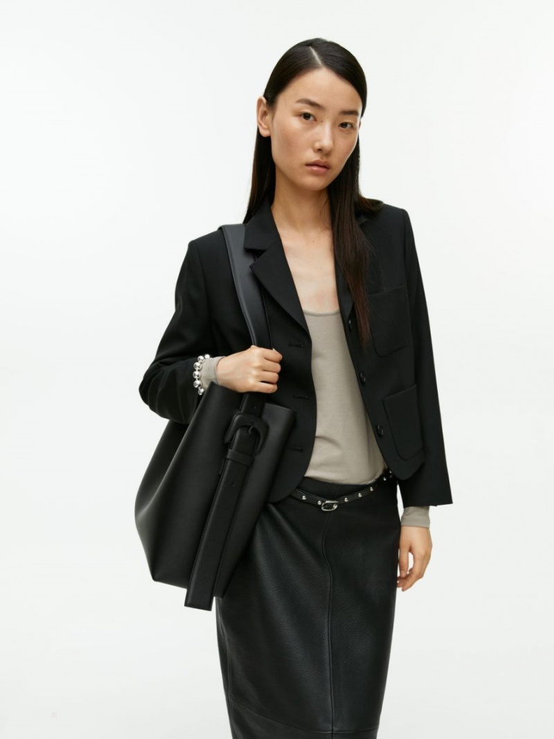 Geanta Tote Arket Piele Dama Negrii | Romania-NWKM90357
