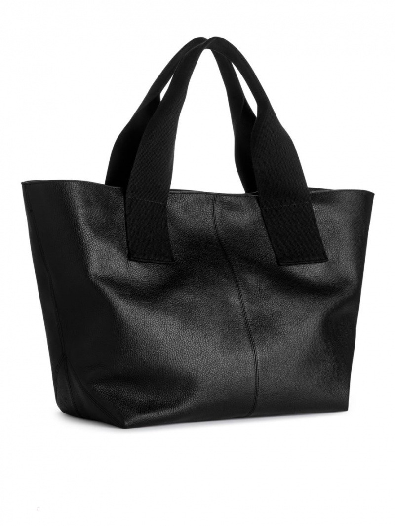 Geanta Tote Arket Piele Dama Negrii | Romania-QRDZ76425