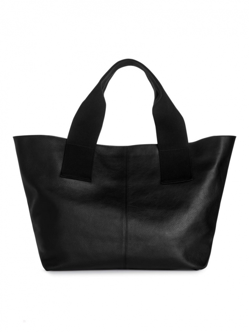 Geanta Tote Arket Piele Dama Negrii | Romania-QRDZ76425