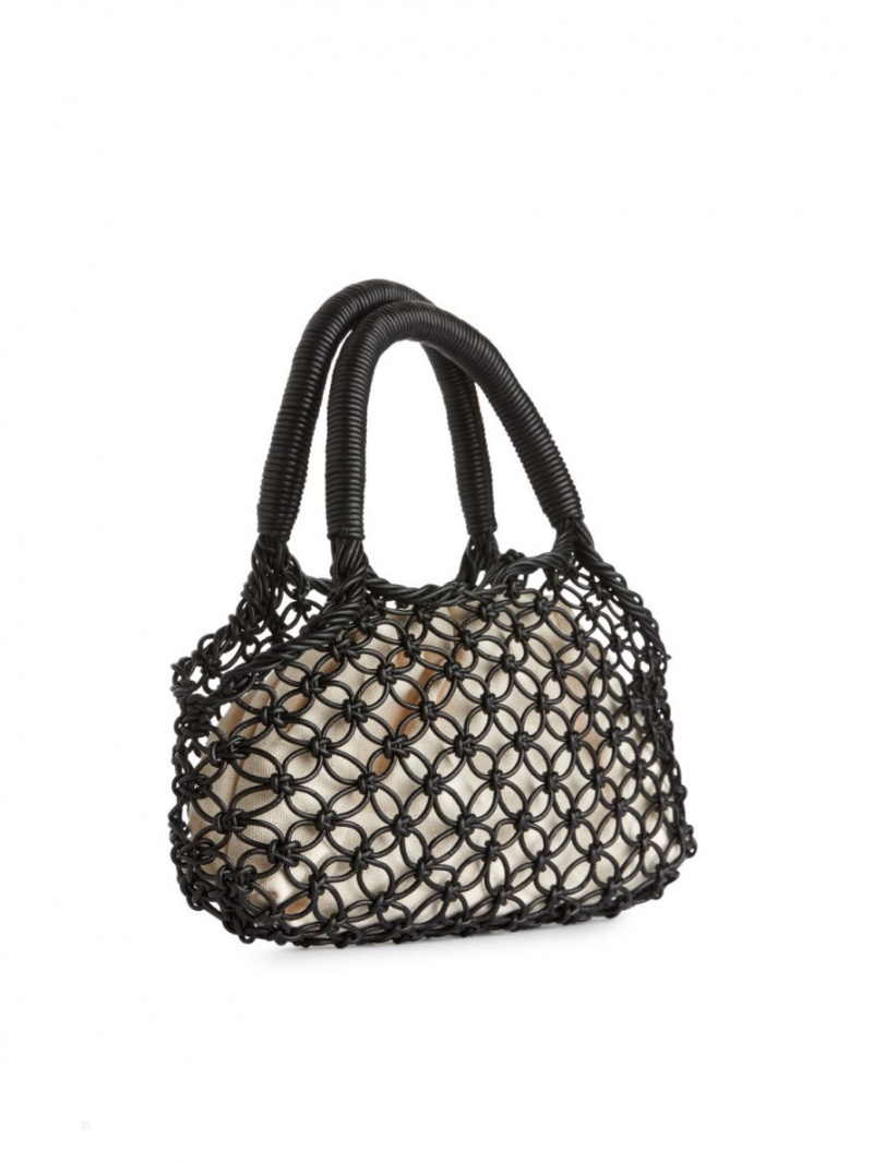 Geanta de Mana Arket Piele Macrame Dama Negrii | Romania-GXYW89146