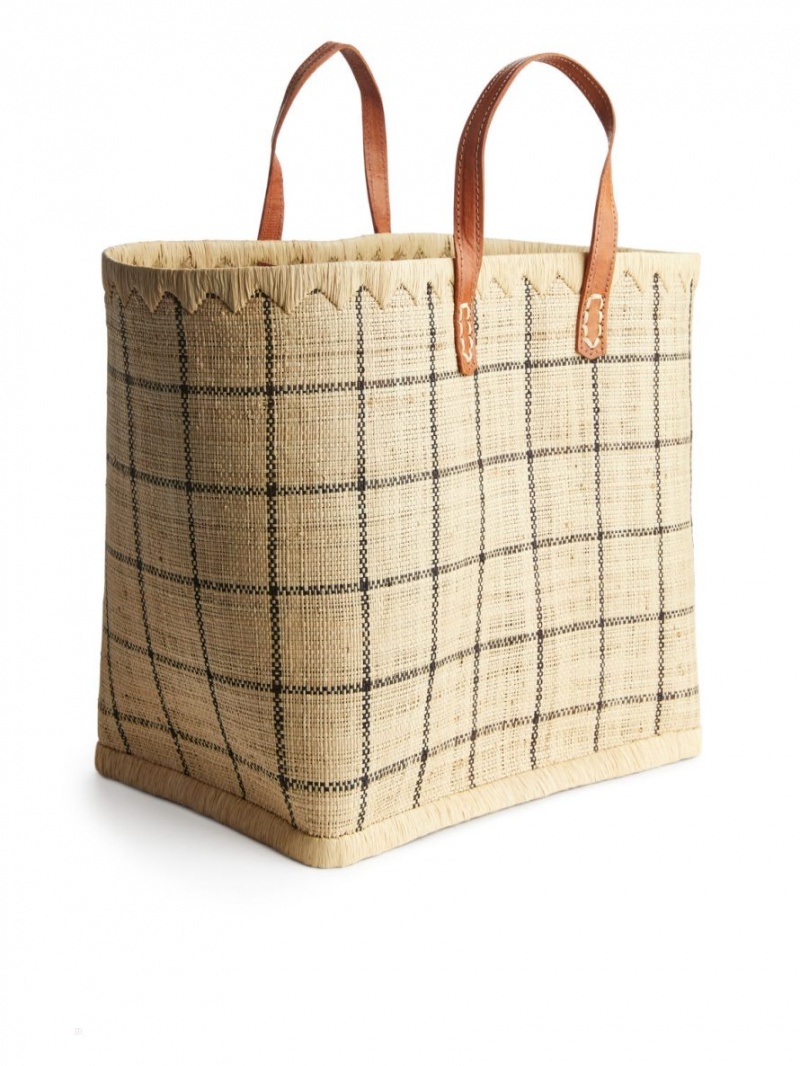 Genti De Cumparaturi Arket A World of Craft Large Raffia Dama Bej Negrii | Romania-VBHO31802