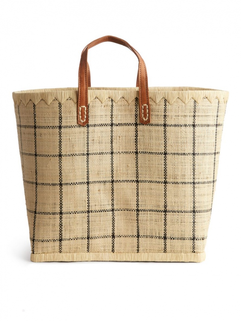 Genti De Cumparaturi Arket A World of Craft Large Raffia Dama Bej Negrii | Romania-VBHO31802