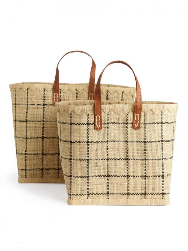 Genti De Cumparaturi Arket A World of Craft Large Raffia Dama Bej Negrii | Romania-VBHO31802