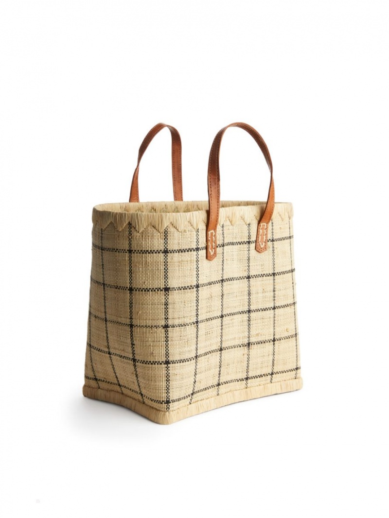 Genti De Cumparaturi Arket A World of Craft Small Raffia Dama Bej Negrii | Romania-DSJW40386