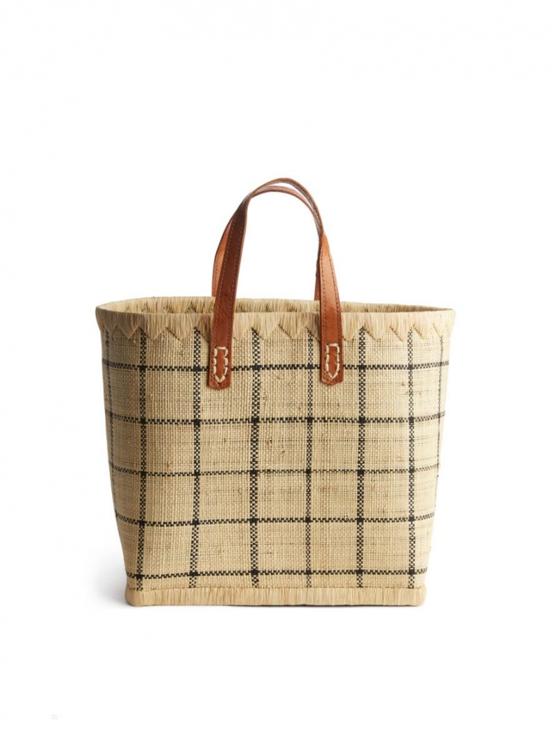 Genti De Cumparaturi Arket A World of Craft Small Raffia Dama Bej Negrii | Romania-DSJW40386