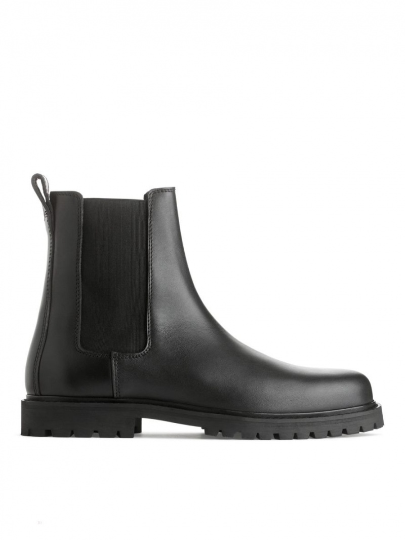 Ghete Chelsea Arket Piele Barbati Negrii | Romania-LDRB04591