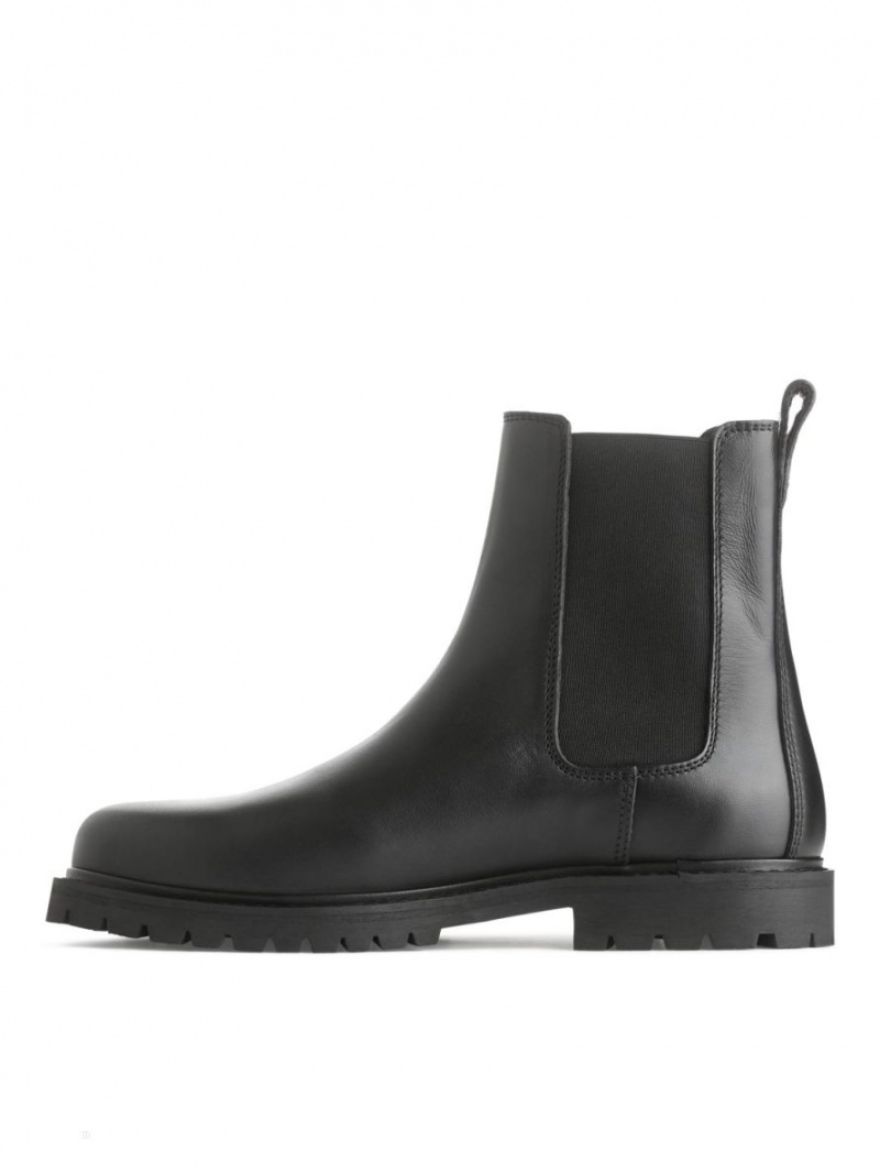 Ghete Chelsea Arket Piele Barbati Negrii | Romania-LDRB04591