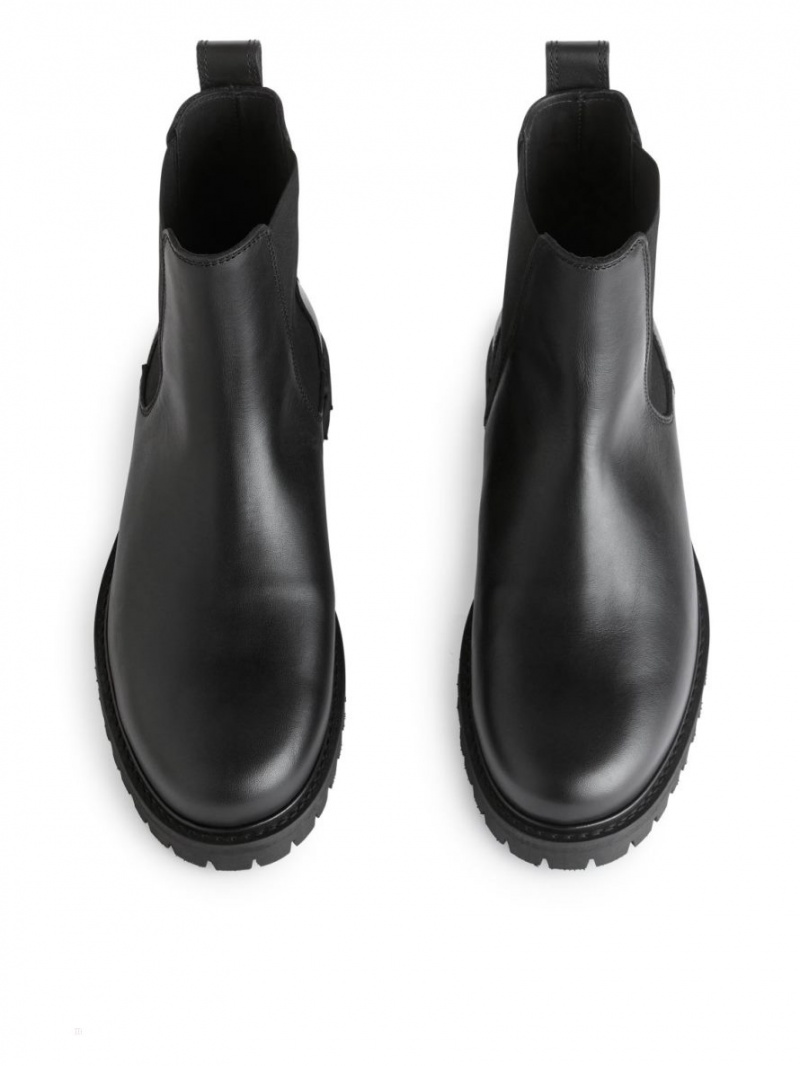 Ghete Chelsea Arket Piele Barbati Negrii | Romania-LDRB04591
