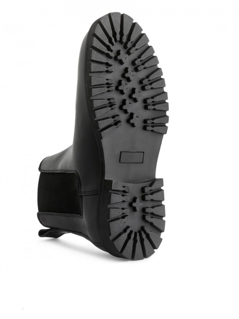 Ghete Chelsea Arket Piele Barbati Negrii | Romania-LDRB04591