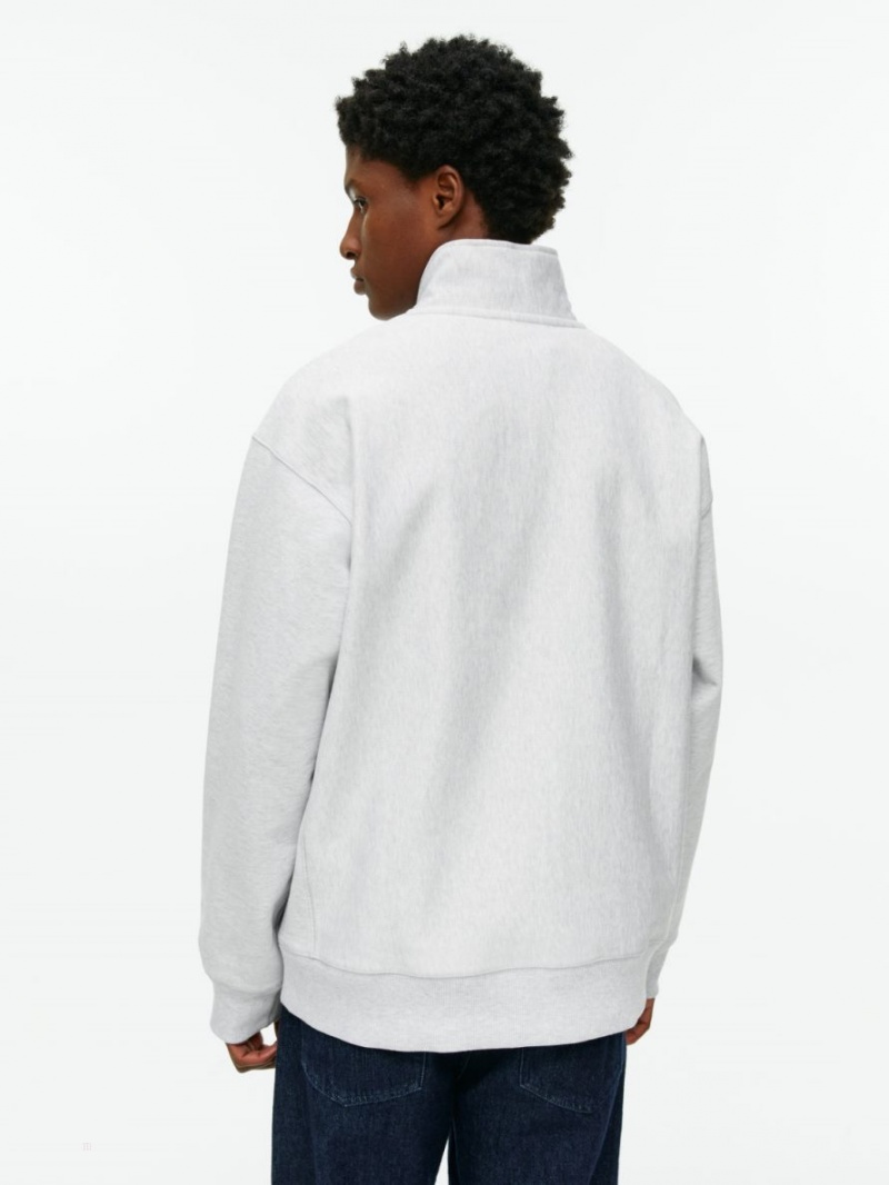 Hanorac Arket Heavyweight Half-Zip Barbati Gri Deschis | Romania-NAOF19542