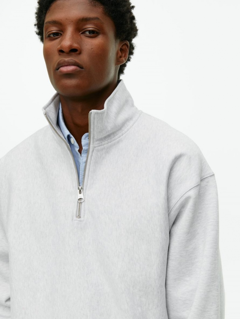 Hanorac Arket Heavyweight Half-Zip Barbati Gri Deschis | Romania-NAOF19542