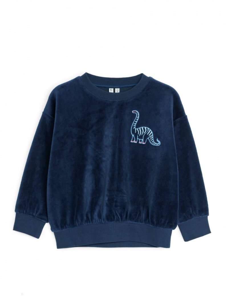 Hanorac Arket Velour Baieti Albastri Inchis | Romania-UXEL38256
