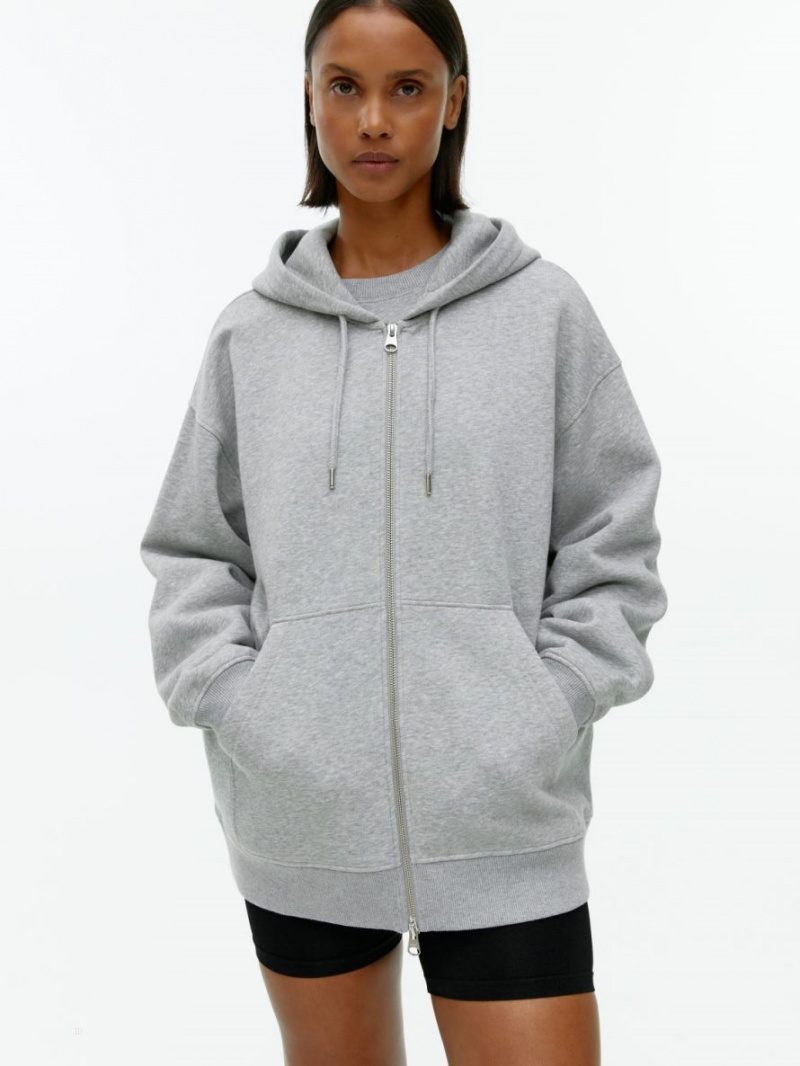 Hanorac cu Gluga Arket Relaxed Zip Dama Gri | Romania-HDZT07981