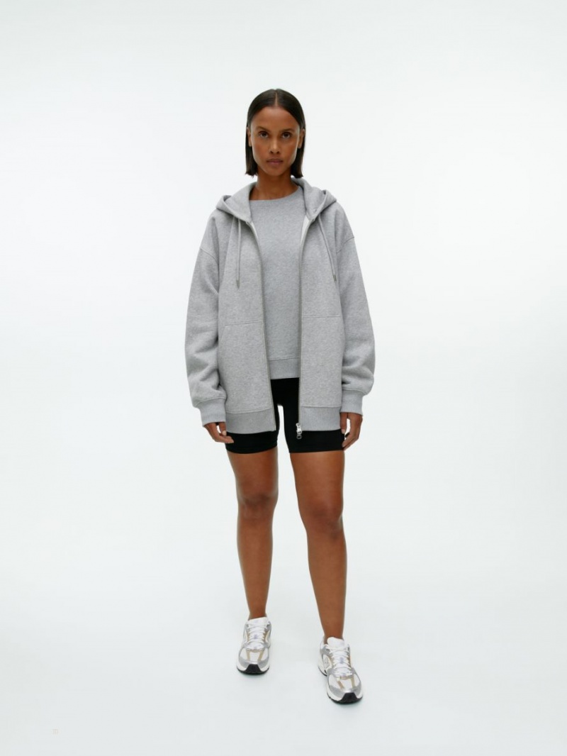 Hanorac cu Gluga Arket Relaxed Zip Dama Gri | Romania-HDZT07981