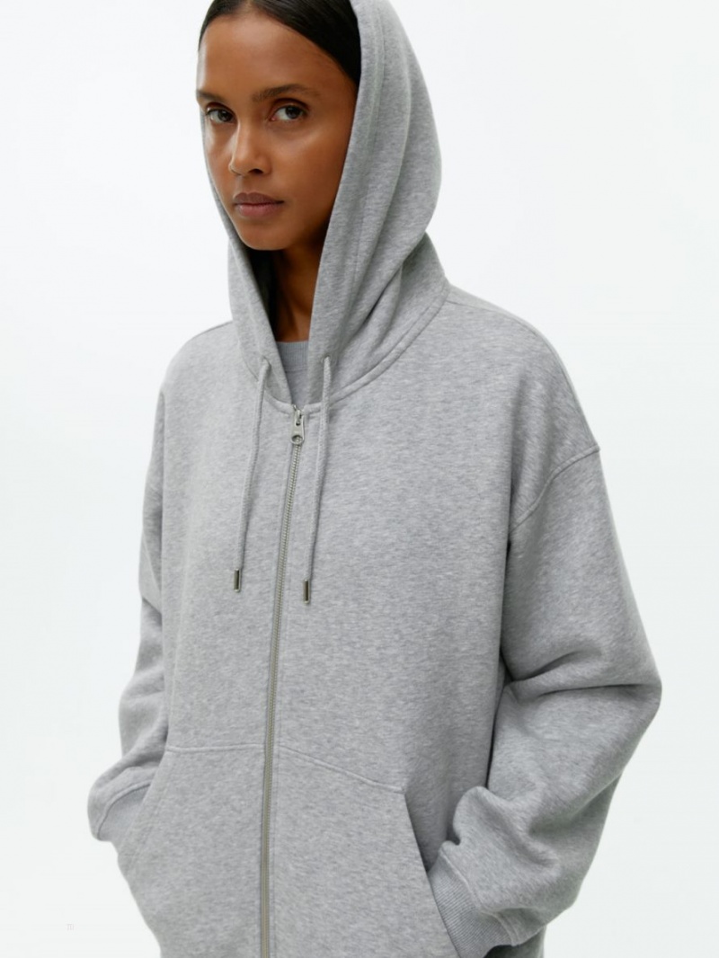 Hanorac cu Gluga Arket Relaxed Zip Dama Gri | Romania-HDZT07981