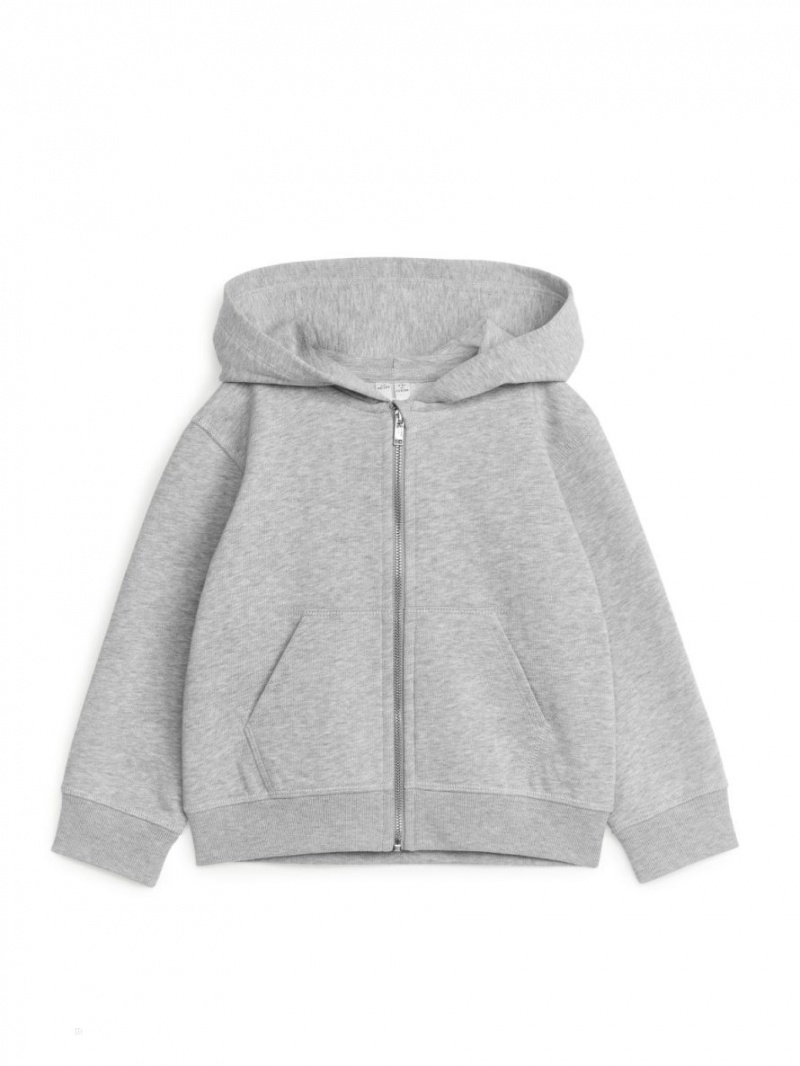 Hanorac cu Gluga Arket Zip Fete Gri Deschis | Romania-CGOJ65741