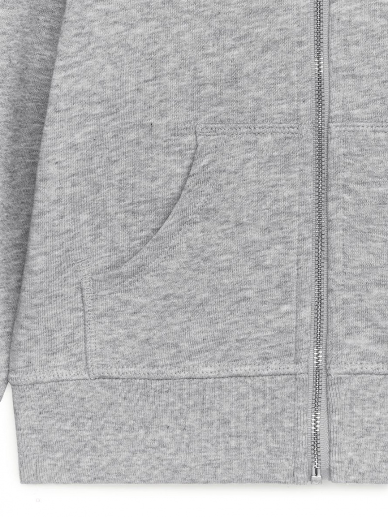 Hanorac cu Gluga Arket Zip Fete Gri | Romania-NLBS57981