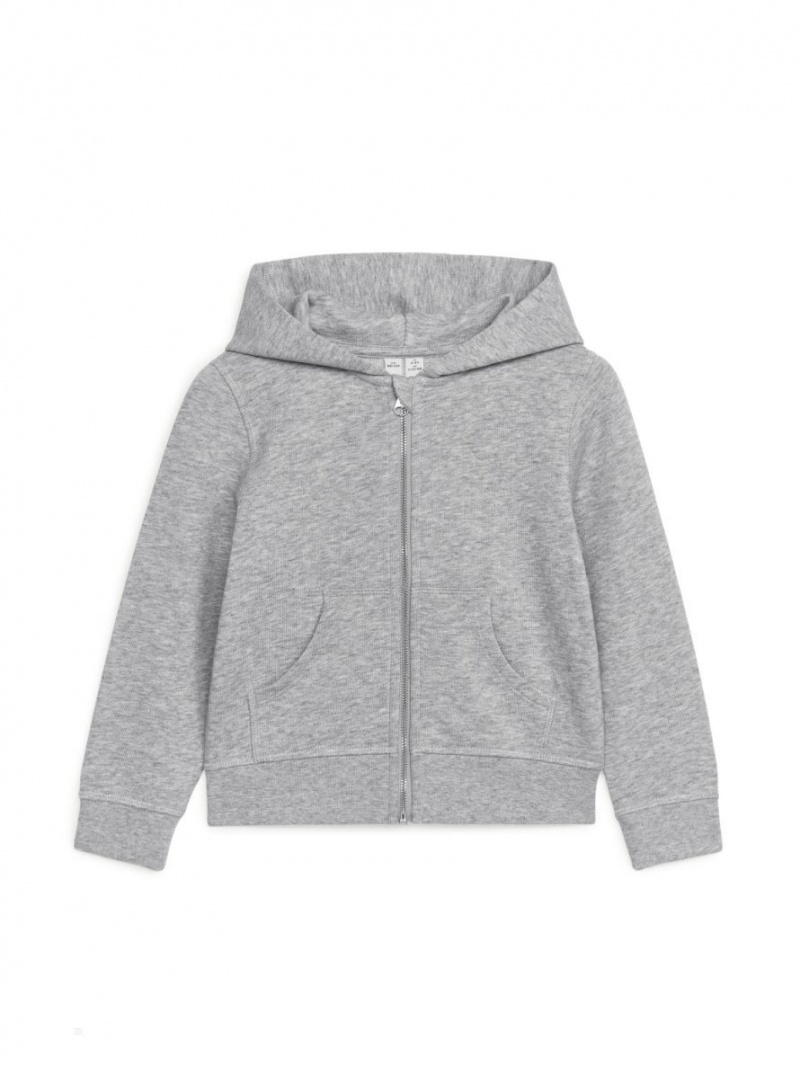 Hanorac cu Gluga Arket Zip Fete Gri | Romania-NLBS57981