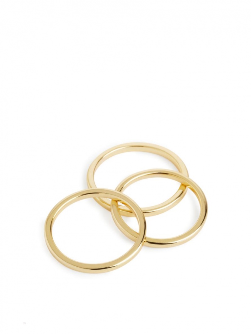 Inel Arket Gold-Plated Sterling Silvers Set of 3 Dama Aurii | Romania-KOAT90372