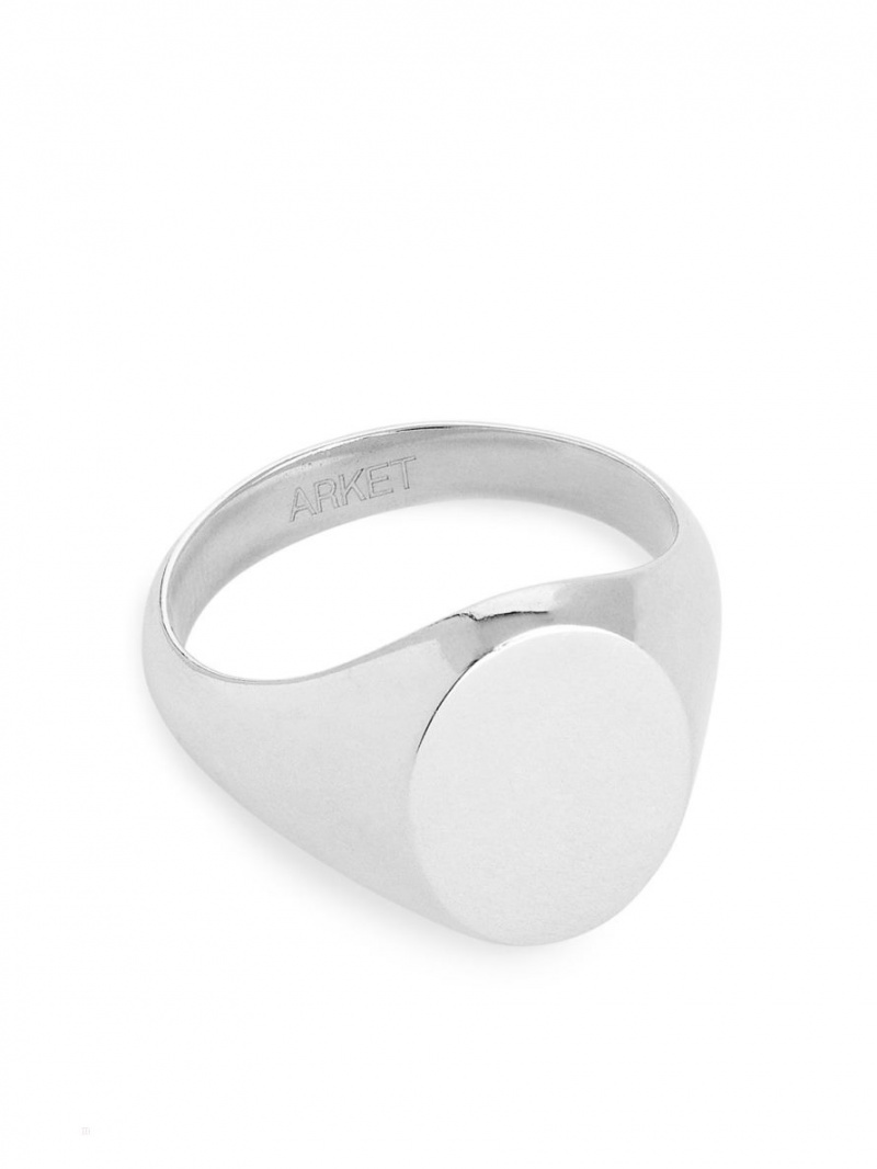 Inel Arket Sterling Silver Signet Barbati Argintii | Romania-MDCE46293