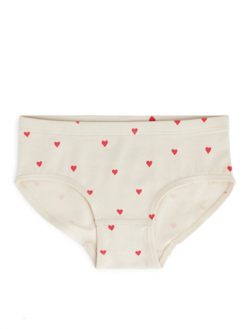 Lenjerie Arket Bumbac Jersey Briefs Fete Rosii Albi | Romania-HWQI49265