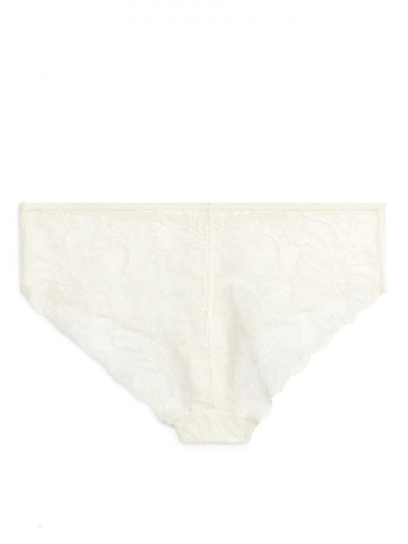 Lenjerie Arket Dantela Hipsters Dama Albi | Romania-WJNM51986