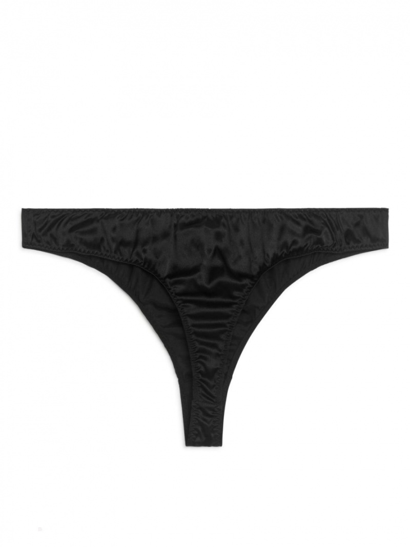 Lenjerie Arket Silk Tanga Dama Negrii | Romania-CSOZ71489