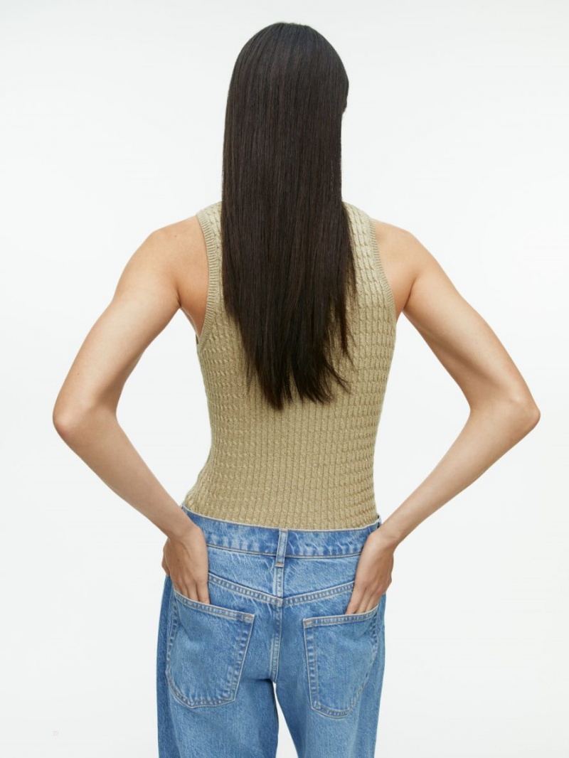 Maiou Arket Cable-Knit Dama Bej | Romania-WJMC15962