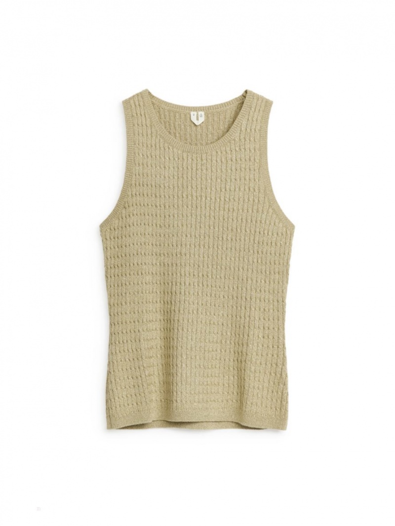 Maiou Arket Cable-Knit Dama Bej | Romania-WJMC15962